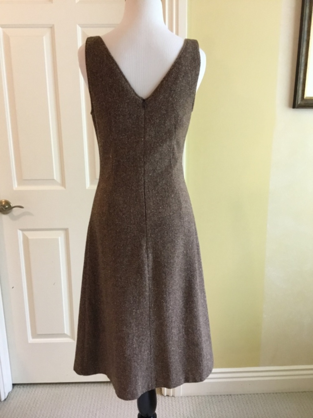 Dolce & Gabbana D&G Brown Herringbone Tweed Fit & Flare Midi Dress - Picture 12 of 14